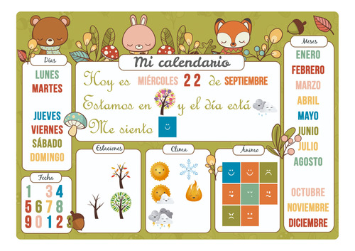Calendario A3 Imantado Día/mes/estación/clima/ánimo 