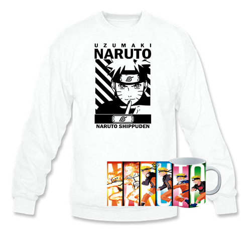 Poleron Polo + Taza, Naruto Uzumaki, Ninja, Zorro 9 Colas, Anime / The King Store