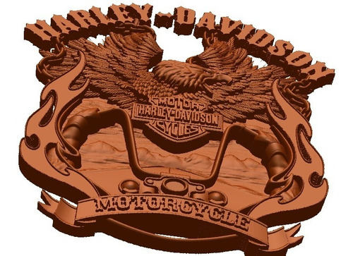Harley Davison 2 - Arquivo 3d Stl Cnc Router Artcam Aspire