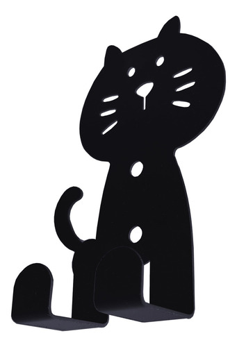 Llaveros De Pared Moderno Placa De Acero Figura De Gatito Color Negro