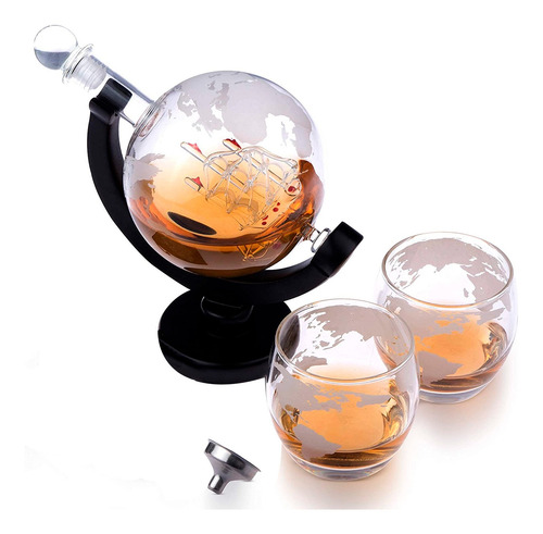 Decanter Whisky Navegação Volta Ao Mundo Com Dois Copos