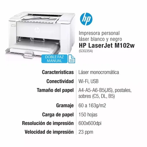 Impresora Laserjet Hp Pro M102w Wifi Monocromotica