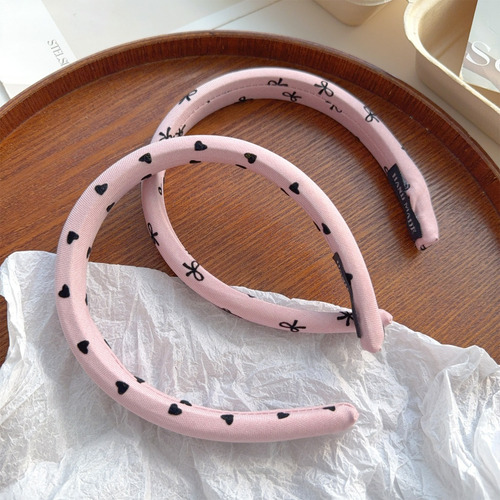 Diadema De Esponja De Tela Con Lazo Rosa Con Lunares Para Mu