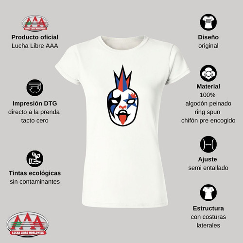 Playera Deportiva Mujer Lucha Libre Aaa Psycho Clown Emoji