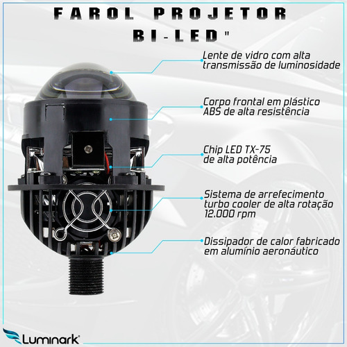 Imagem 2 de 7 de Par Farol Projetor Retrofit Full Led Bi-led Universal 2.5