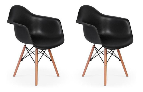 Conjunto 2 Cadeiras Charles Eames Wood Daw Com Braços Design