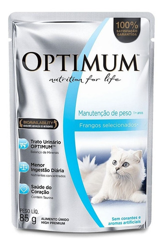 Ração Úmida P/ Gato Ad. Man. De Peso Frango 85g Optimum Full