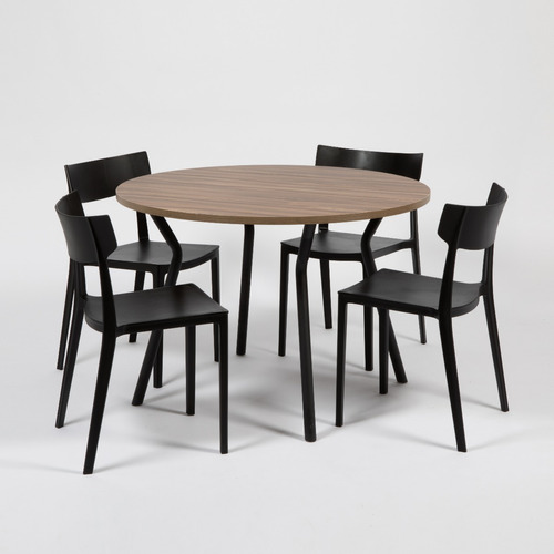 Juego De Comedor Magnolia 110 + 4 Sillas Rio Black | Contado Color Negro