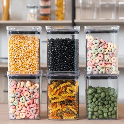 KIT 6 POTES 1L QUADRADO HERMÉTICO PORTA MANTIMENTOS ORGANIZA
