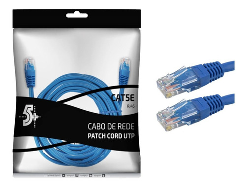 Cabo De Rede Rj45 1m Ethernet Patch Cord Cat5e Azul 1 Metro