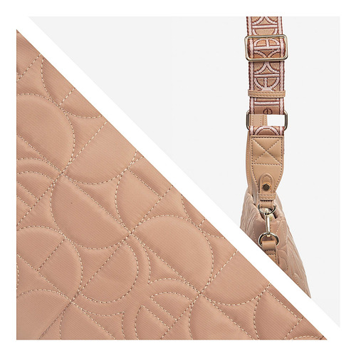 Bolsa Tote Cloe Para Mujer Acolchada Textil Asa Extendida Color Marrón claro