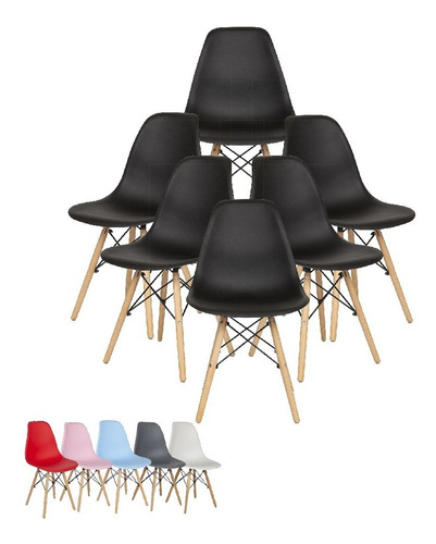 Set De 6 Sillas Estilo Eames Para Comedor Colores Estructura De La Silla Rosa