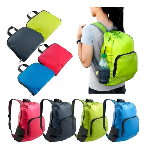 Mochila dobrável dobrável Unex cor fúcsia 20L