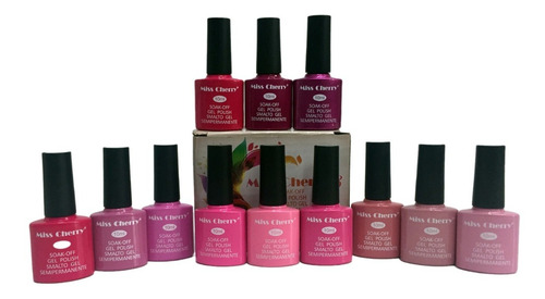 Imagen 2 de 7 de Miss Cherry Gama B Gel Semipermanente 3 Pasos 10ml 12 Pzs