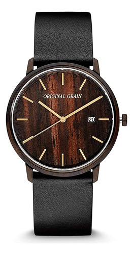 ~? Original Grain Reloj Analógico Ebony Black Gold 40mm Para