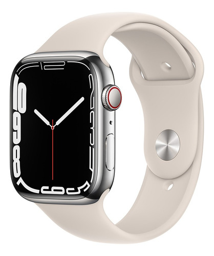 Apple Watch Series 7 (GPS + Cellular, 45mm) - Caixa de aço inoxidável prata - Pulseira esportiva estelar