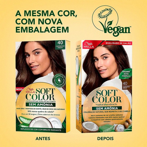Kit 04 Coloração Soft Color 40 Castanho Médio Wella