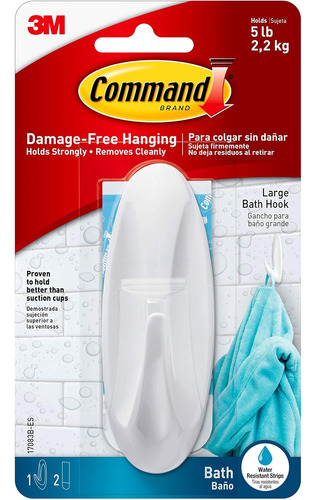 Command 17083b-es - Gancho De Baño Con Tiras Resistentes Al