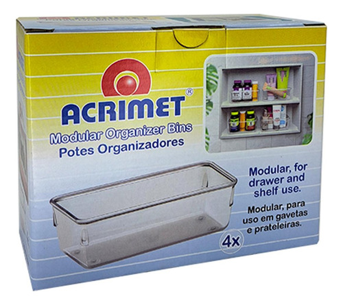 Organizador Acrimet Para Gaveta Pequeno 16 X 8 X 5,5cm Caixa