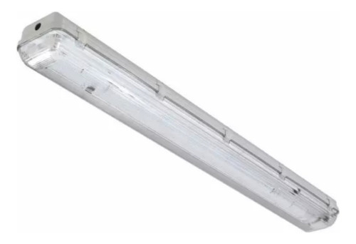 Plafón Listón Estanco 2x18w Ip65 1.20 Mts S/tubo Estructura Gris