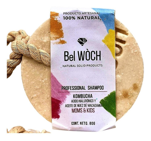  Shampoo Sólido Bel Wòch 100% Natural En Barra De Kombucha