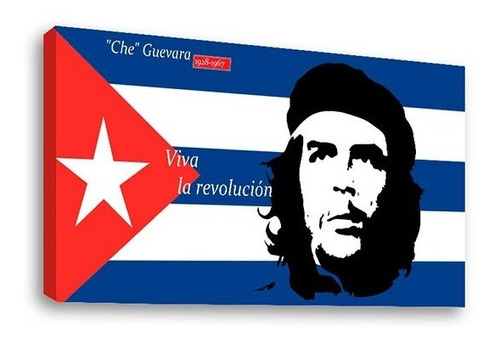 Cuadro Decorativo Canvas Moderno Che Guevara Y Bandera
