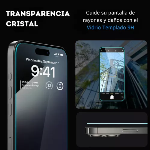 Funda de vidrio templado para iPhone 15 Pro Max 14 Pro 15 Pro Max