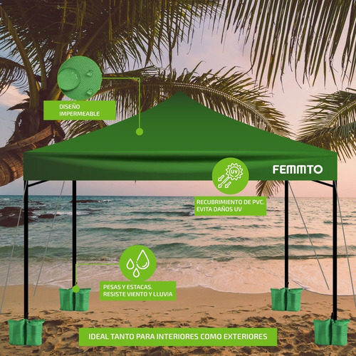 Imagen 7 de 10 de Gazebo Para Playa 3x3 Metros Autoarmable Plegable Reforzado