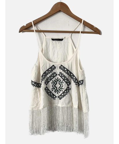 Top Bordado Daniel Cassin Flecos Boho Impecable