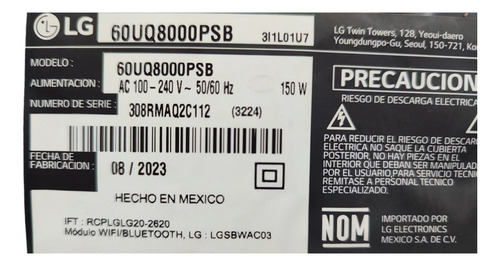 Tarjeta Main LG 60uq8000psb / Eax69581205(1.0)