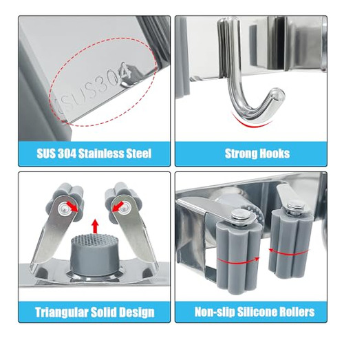 Soporte De Pared Para Escobas Y Trapeadores 2 Unidades