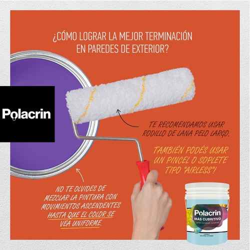 Imagen 7 de 10 de Pintura Premium Polacrin 10 Lts Latex Cubritiva Interior Ext