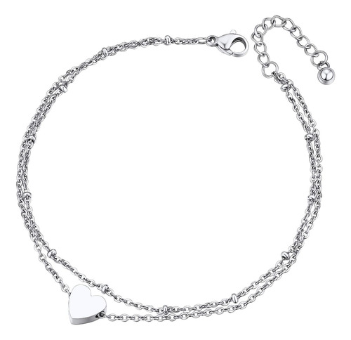 Cadenas De Tobillo Para Mujer Tobillera De Corazón De Acero