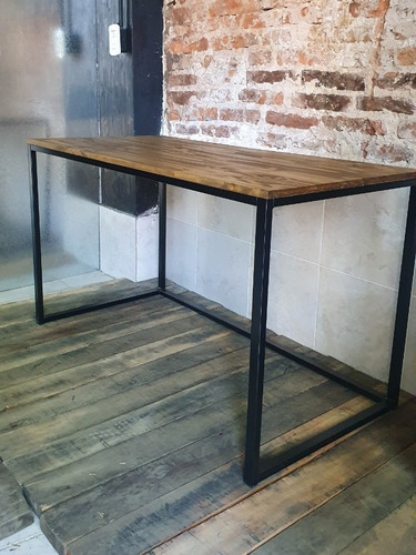 Imagen 4 de 4 de Escritorio Mesa Pc Industrial Madera Maciza 140x60 Office