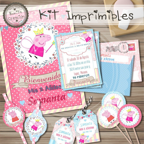 Kit Imprimible Pe Pa Pig -cumple/candy Bar/ Baby Shower-