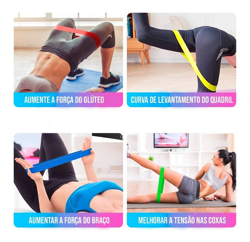 Imagem 5 de 8 de Kit 5 Mini Band Elástico Exercício Academia Treino Em Casa