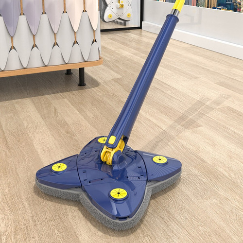 Mop Limpeza Triangular Giratorio 360 Esfregao Rodo Ajustavel Cor Azul-marinho
