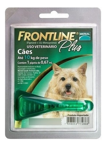 Antipulgas E Carrapato Frontline Plus Cães Até 10kg