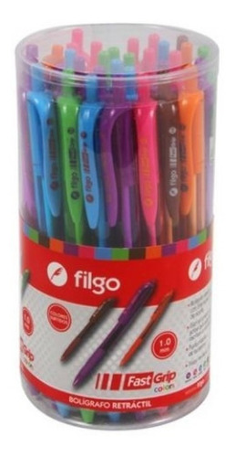 Boligrafo Filgo Fastgrip Retractil 1mm Clip Grip Tubo X 36 Color de la tinta Colores surtidos Color del exterior Color de la tinta