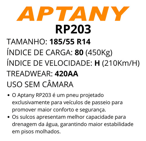 Pneu Aro 14 Aptany 185/55r14 Rp203 80h Gol Golf Polo Punto