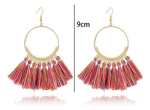 Lantai 12 Pares De Aretes Bohemios Con Flecos, Aretes Llamat