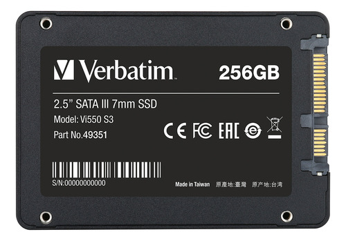 Disco Solido Interno Ssd Verbatim Vi550 256gb Sata 3 2.5 Color Negro