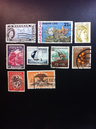 Timbres Postales Ceilán Sri Lanka Escasos Bahamas Colección