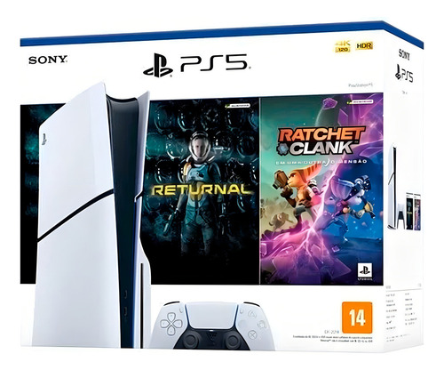 Console PlayStation 5 Midia Fisica Slim Branco 1TB Returnal e Ratchet e Clank