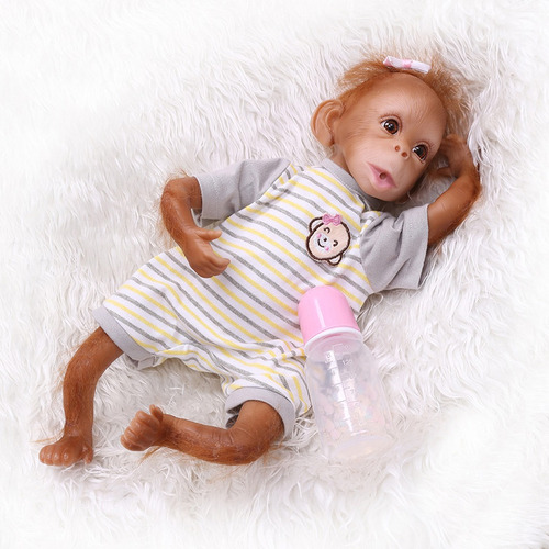 Bebé Mono Reborn De Silicona Suave y Algodón Pp, Muñeca