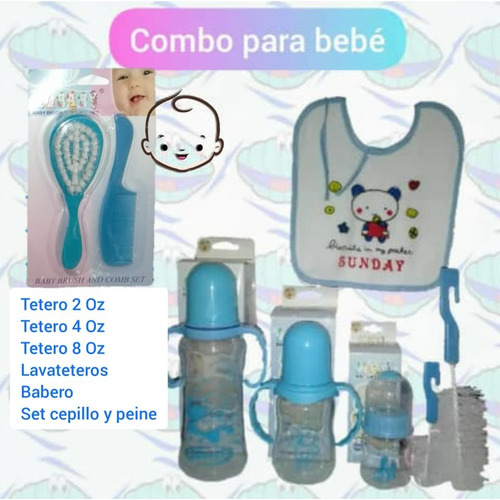 Set 3 Teteros Bebe + Cepillo Y Peine, Oferta, Regalo..