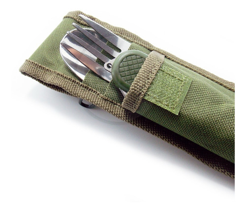 Set Cubiertos Camping Funda Tenedor Cuchara Cuchillo Destapa