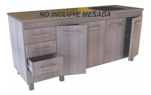Imagen 4 de 5 de Bajo Mesada 1.60 Murano Reforzado Correderas Metalicas Envio