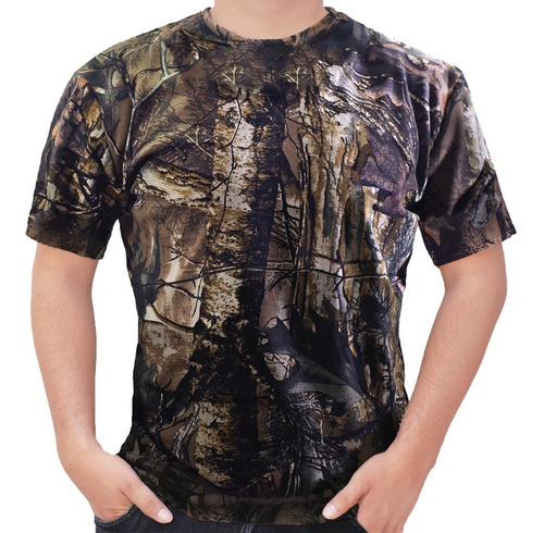 Playera Camuflaje Hombre Corta Militar Caceria Camuflajeada.