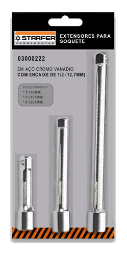 Extensores Para Soquete Com Encaixe 1/2 (12,7mm) Starfer